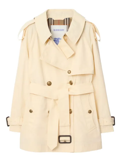 Burberry short lightweight cotton Fitzrovia trench coat Neutrals 8118705