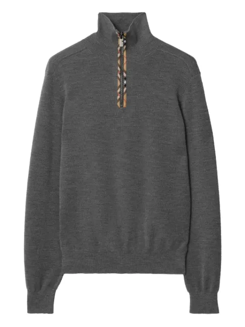 Burberry Check-trim half-zip sweater Grey 8118464