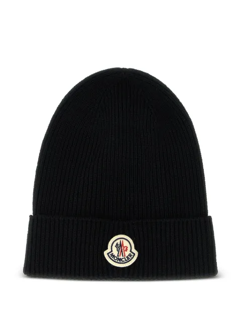 Moncler ribbed logo-patch beanie Black L20913B70500A9342