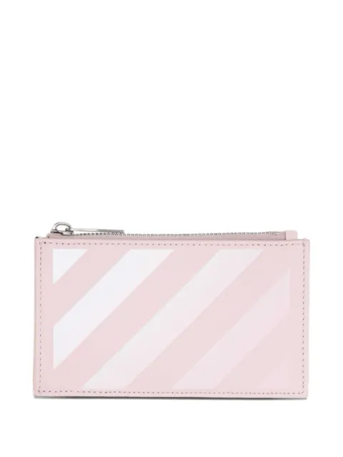 Off-White striped-print zip wallet Pink OWND039F25LEA0013C01