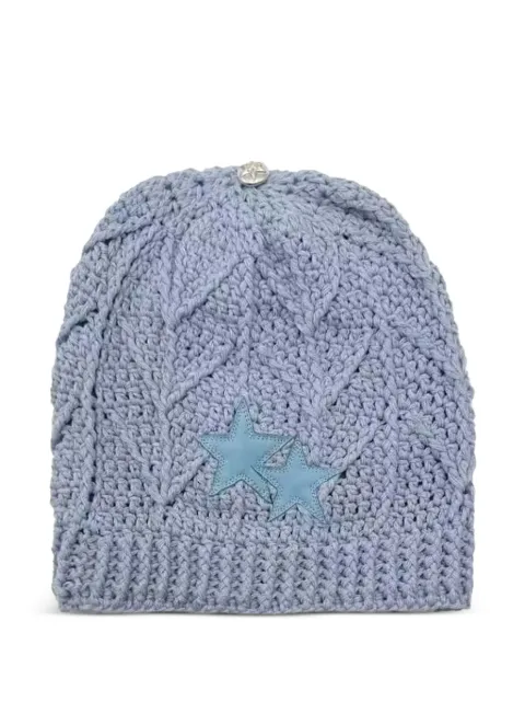 Chrome Hearts star-patch beanie hat Blue CHRM0399