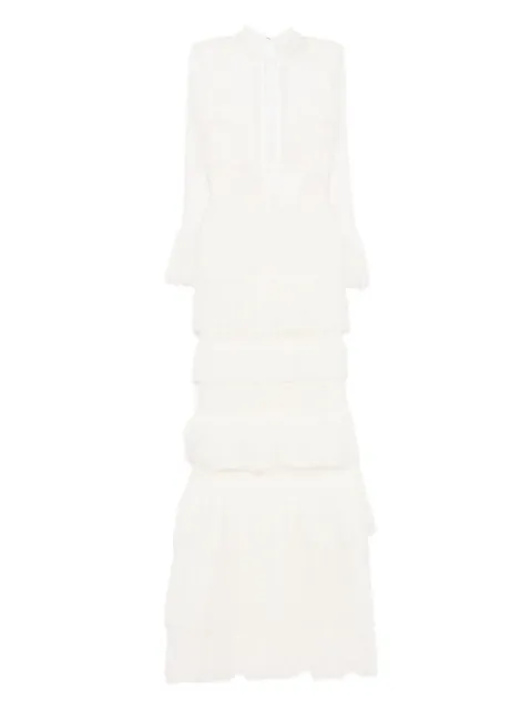 Saiid Kobeisy lace ruffled long dress White RTWFW25OFF16