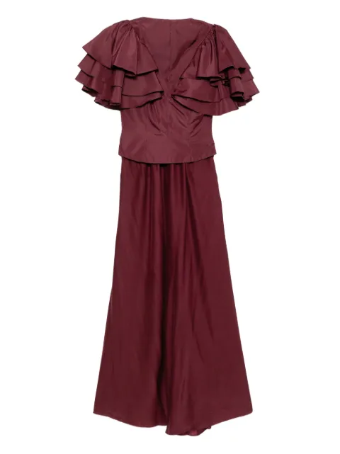 Saiid Kobeisy ruffled taffeta jumpsuit Red RTWFW25OFF08