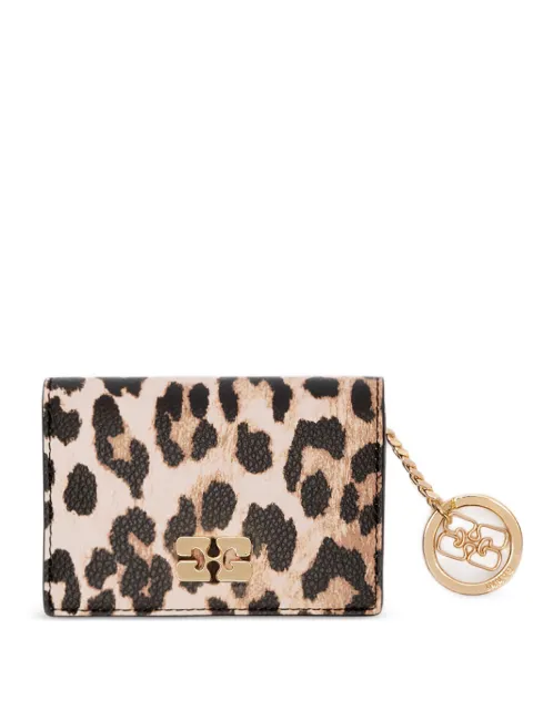 GANNI leopard grained Bou card holder with flap Neutrals B3010075