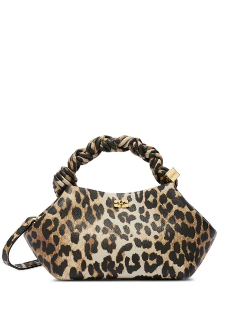 GANNI small Bou leopard-print twisted-handle crossbody bag Brown B2100039