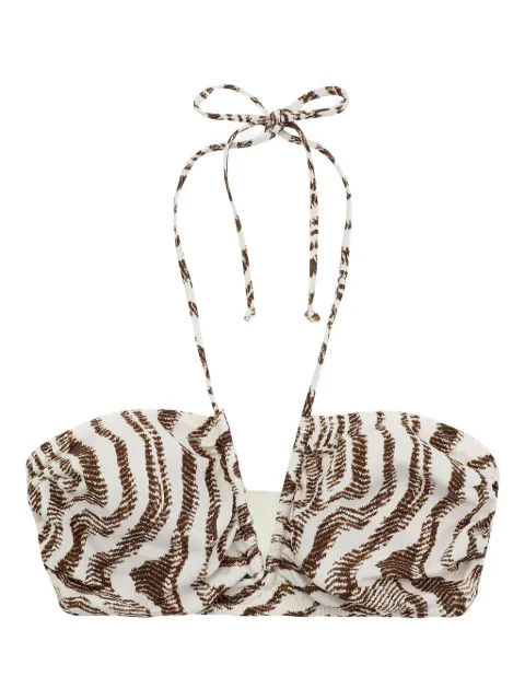 GANNI adjustable tieband patterned bikini top White A4684