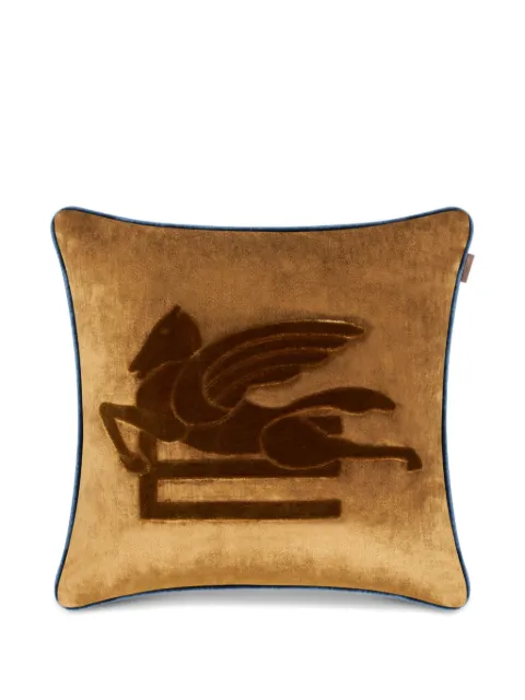 ETRO HOME velvet pegaso-embroidered cushion Brown UHNA0003AR290