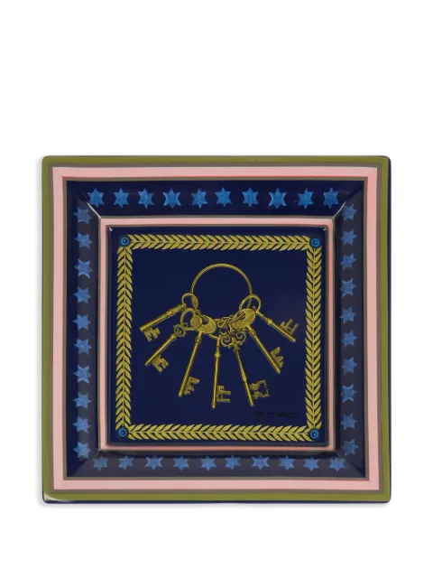 ETRO HOME ceramic tray (20cm x 20cm) Blue UHHE0009A3001