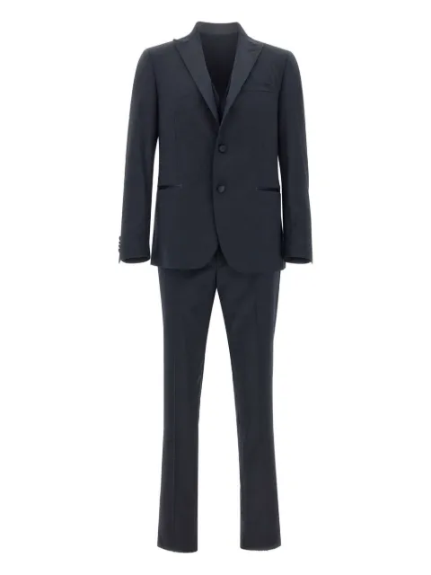 Marchesani satin trim three-piece suit Blue 258R3525381500014R