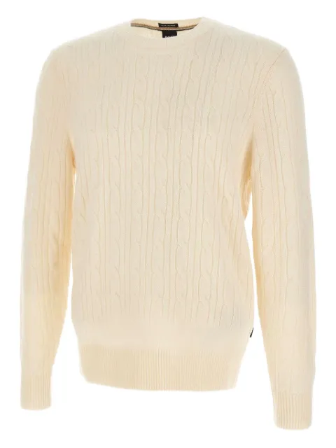 BOSS cable-knit crew-neck sweater Neutrals 50549975131