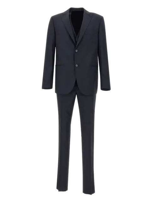 Marchesani textured three-piece suit Blue 938R3793371240064R