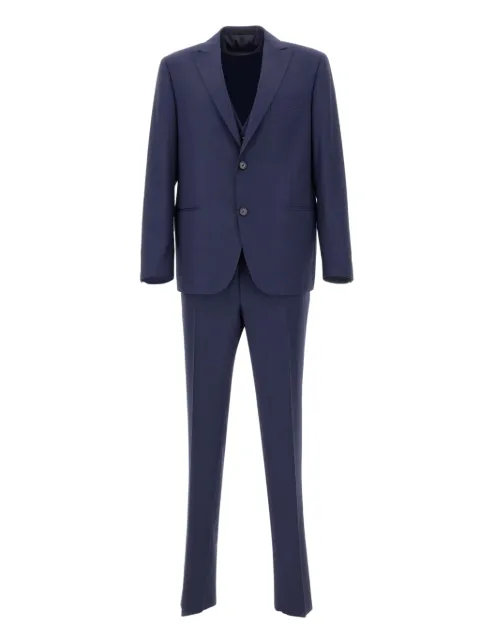 Marchesani textured three-piece suit Blue 938R3793371580034R