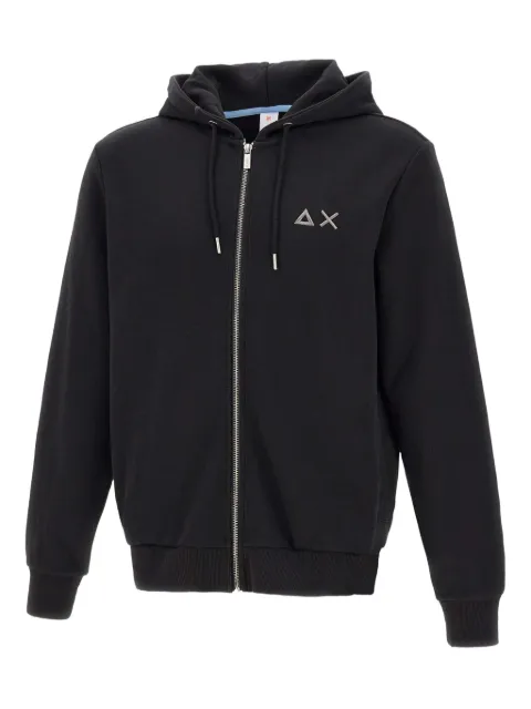 Sun68 zip-up embroidery-logo hoodie Black F4410211