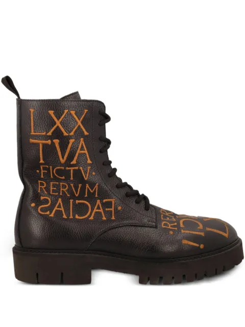 Moschino Pre-Owned 40mm lettering-embroidered leather boots Black WCV25082101