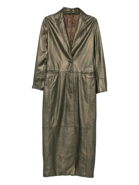 Romeo Gigli Pre-Owned 1996-1997s buttoned leather coat Green RG1200SV