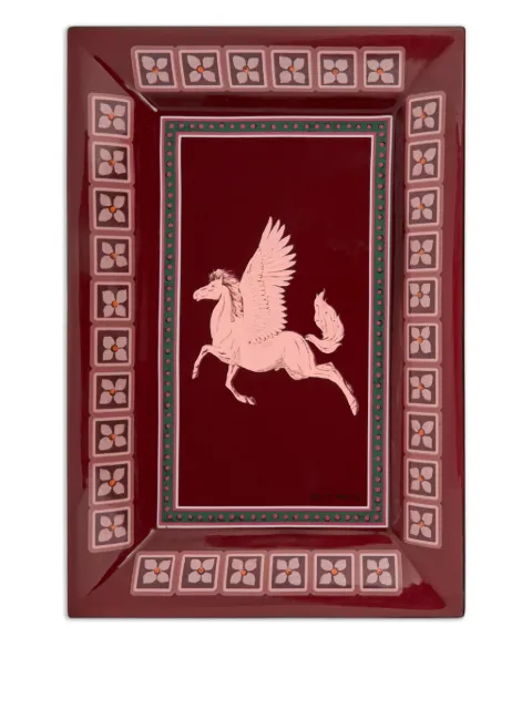 ETRO HOME heraldic-motif ceramic tray (29.5cm x 20cm) Red UHHE0004A3001