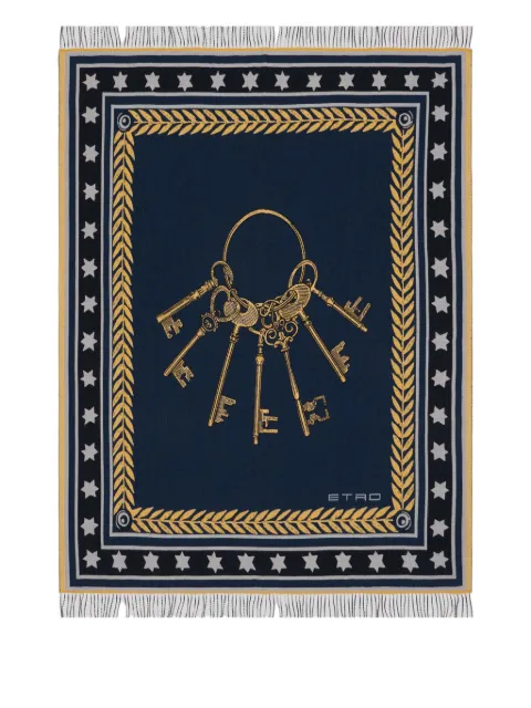ETRO HOME keys-jacquard blanket Blue UHNC0002AQ340