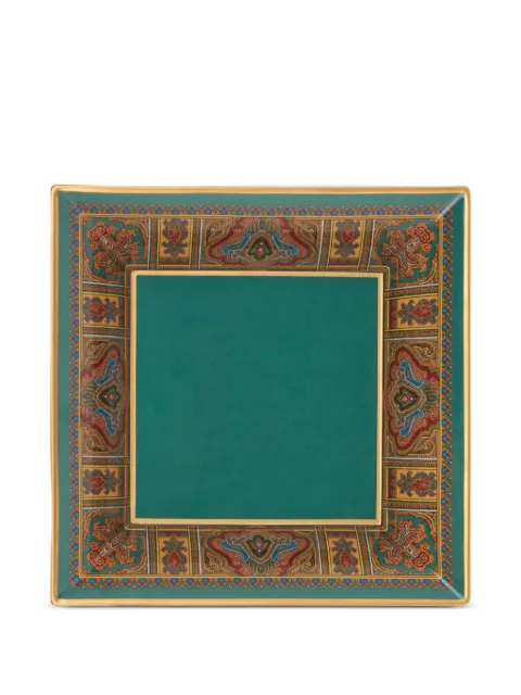 ETRO HOME paisley-pattern porcelain tray (24cm x 24cm) Green UHHE0002AY001