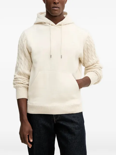 GUESS USA cable-knit logo-detail hoodie Neutrals M5BQ15K0981