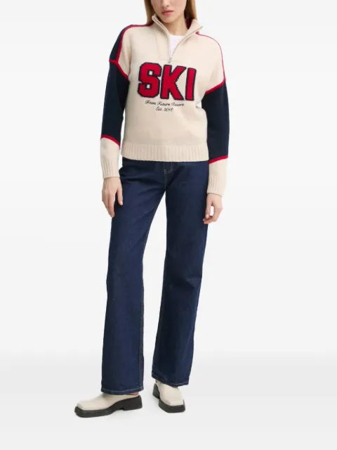 FROM FUTURE ski-graphic zip-up sweater Neutrals WPM02198