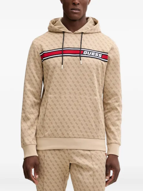 GUESS USA monogram-pattern drawstring hoodie Neutrals Z4BQ30K7122