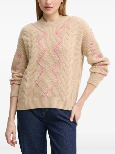 FROM FUTURE cable-knit bmbroidered sweater Neutrals WPR02176