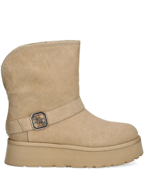 GUESS USA 45mm buckle-logo strap ankle boots Neutrals FLFDOLESU10NUDE