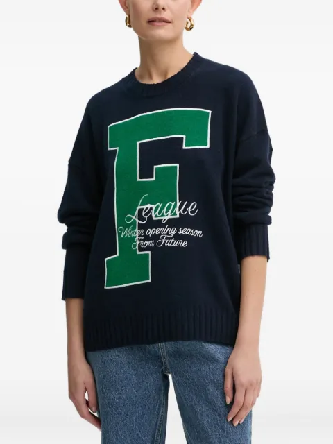 FROM FUTURE letter-graphic cashmere pullover Blue WPR02211