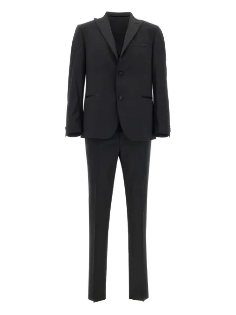 Marchesani satin-trims three-piece single-breasted suit Black 258R3525381500204C