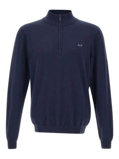 Sun68 embroidered-logo half-zip sweater Blue K4410707