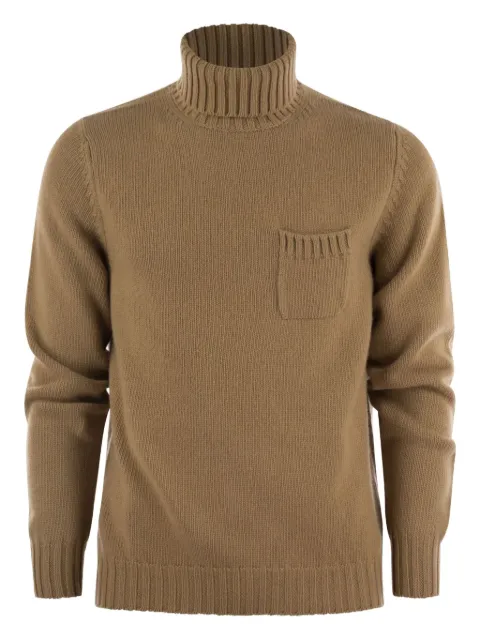 Fedeli ribbed pocket turtleneck sweater Brown 7UI0607734