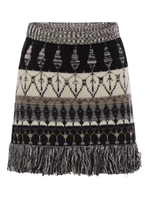 Vanisè striped jacquard knitted skirt Black V31551BURRONERO