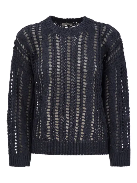 Brunello Cucinelli long-sleeve open-work sweater Blue M3Y351800C2872