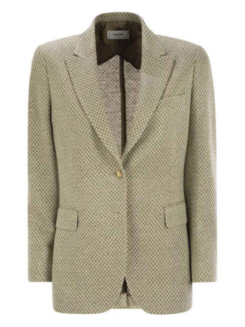 SAULINA Angelica herringbone button-fastening blazer Green SAD1171