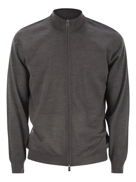 Fedeli open knitted zip cardigan Grey 7UI0772621