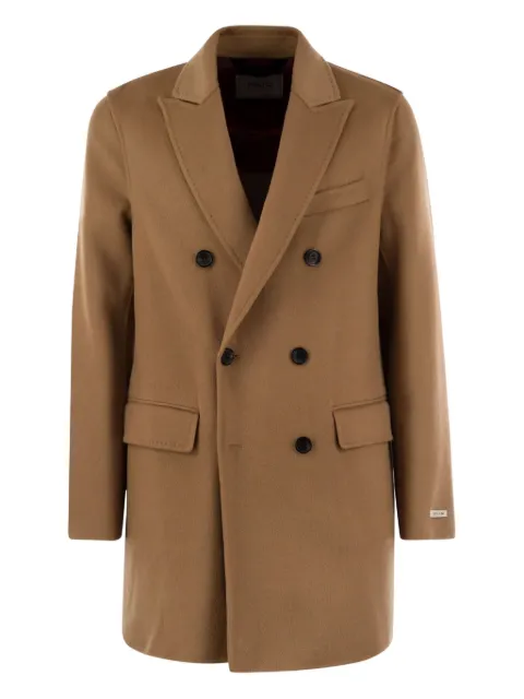 Paltò double-breasted lapels coat Brown B41PUGREGDOU946