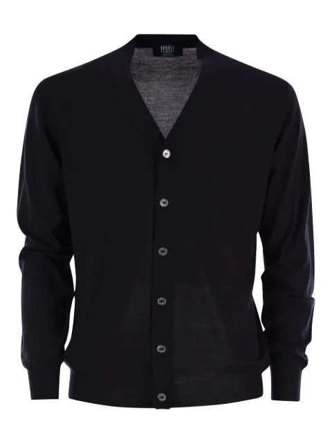 Fedeli V-neck buttoned cardigan Blue 7UI070146
