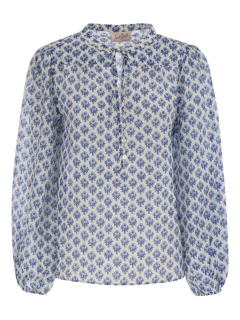 MC2 Saint Barth lace-fastening floral-pattern harper blouse Neutrals HRP00101318H