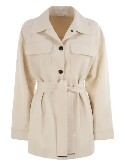 Brunello Cucinelli buttoned-up belted jacket White MG5127451PC145