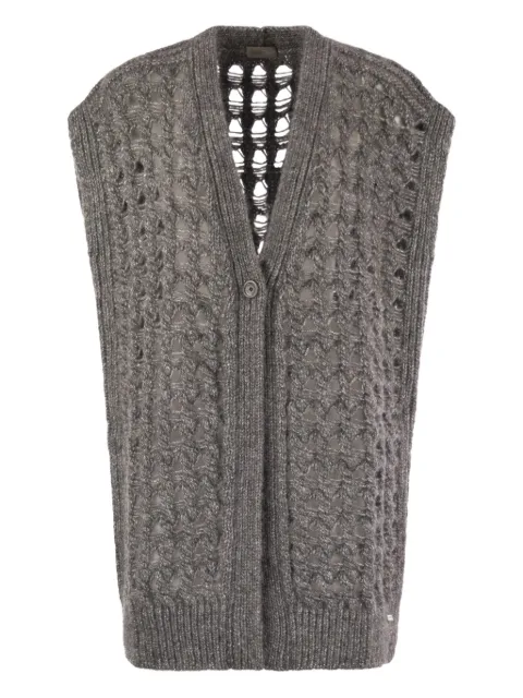 Herno open-work sleeveless cardigan Grey MC00042DR70198