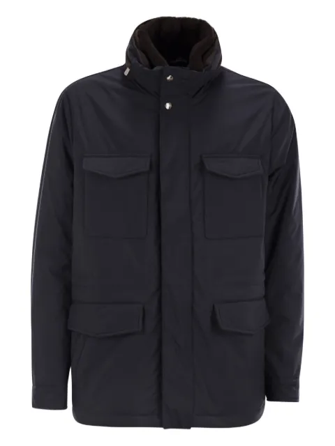 Fedeli removable-neck safari jacket Blue 7UI006150003
