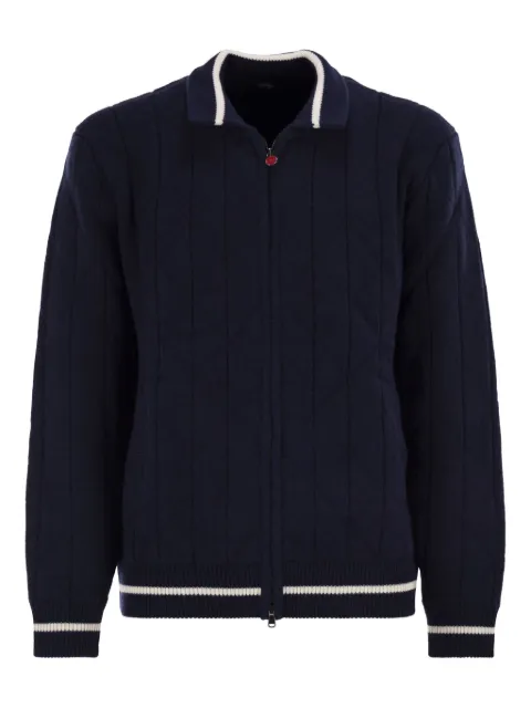 Kiton zipped ribbed cashmere cardigan Blue UMK075502