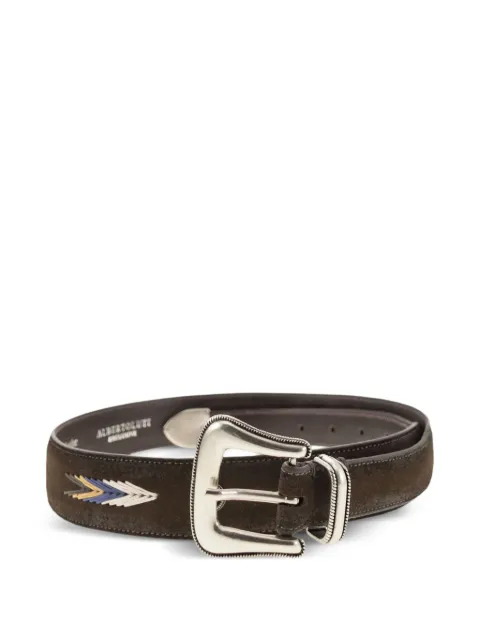 ALBERTO LUTI embroidery metal buckle belt Brown 91735MORO