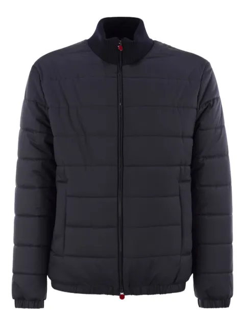 Kiton quilted zip-up bomber jacket Blue UW2196V0422H02002