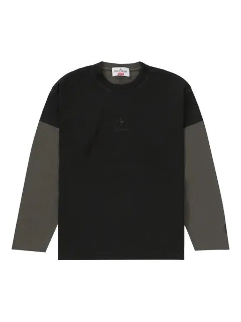 Supreme x Supreme x Stone Island logo detail T-shirt Black SUPSTNISLLSBK01