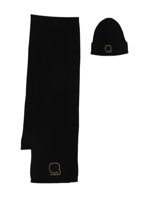 Karl Lagerfeld ribbed beanie scaf Black 8057000561309
