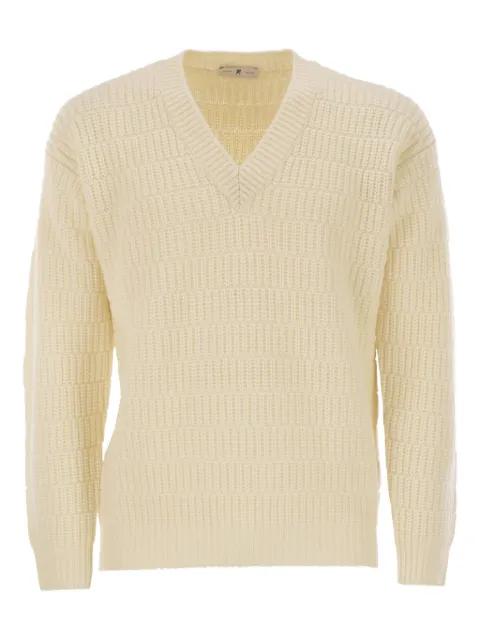 PT Torino geometric v-neck sweater Neutrals TL4SSV120ICH44MGP0010