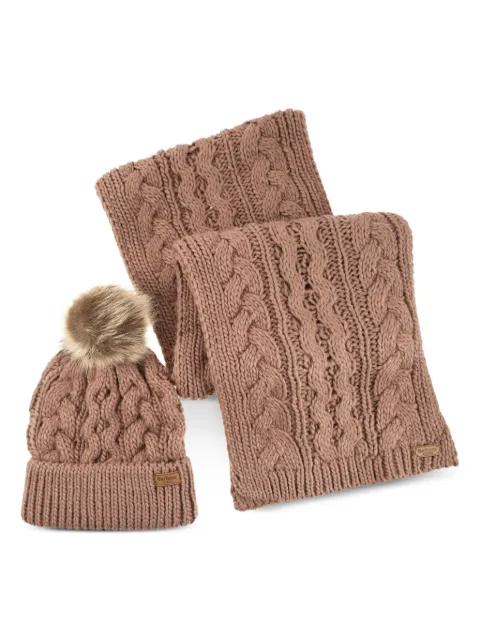 Barbour knitted penshaw scarf set Neutrals LGS0025LGSPI74