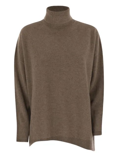 Vanisè Giuly high-neck asymmetrical sweater Brown V58620VISONE