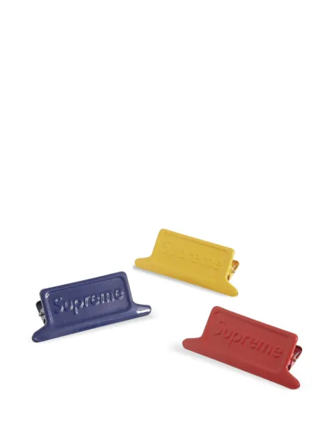 Supreme small Dulton logo-embossed clips (set of three) Yellow SUPDULTCLIPMC01